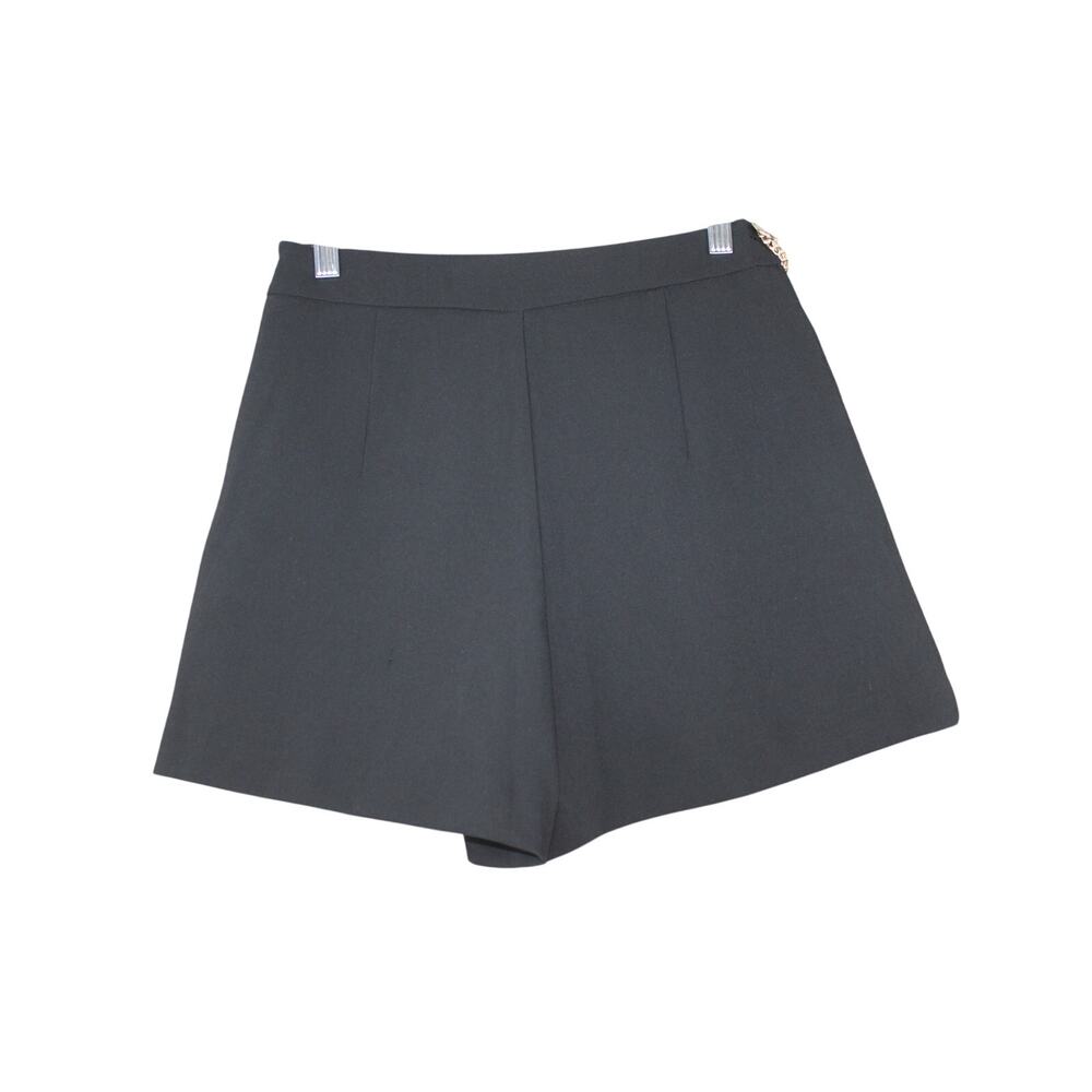 NWT Zara Black w/ Gold Chain Detail Pleated Side Zipper Dressy Skort Size S - Picture 6 of 13